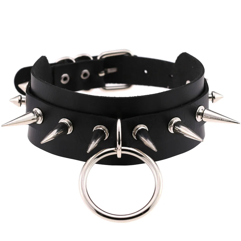 Gothic Leather Tassel Choker