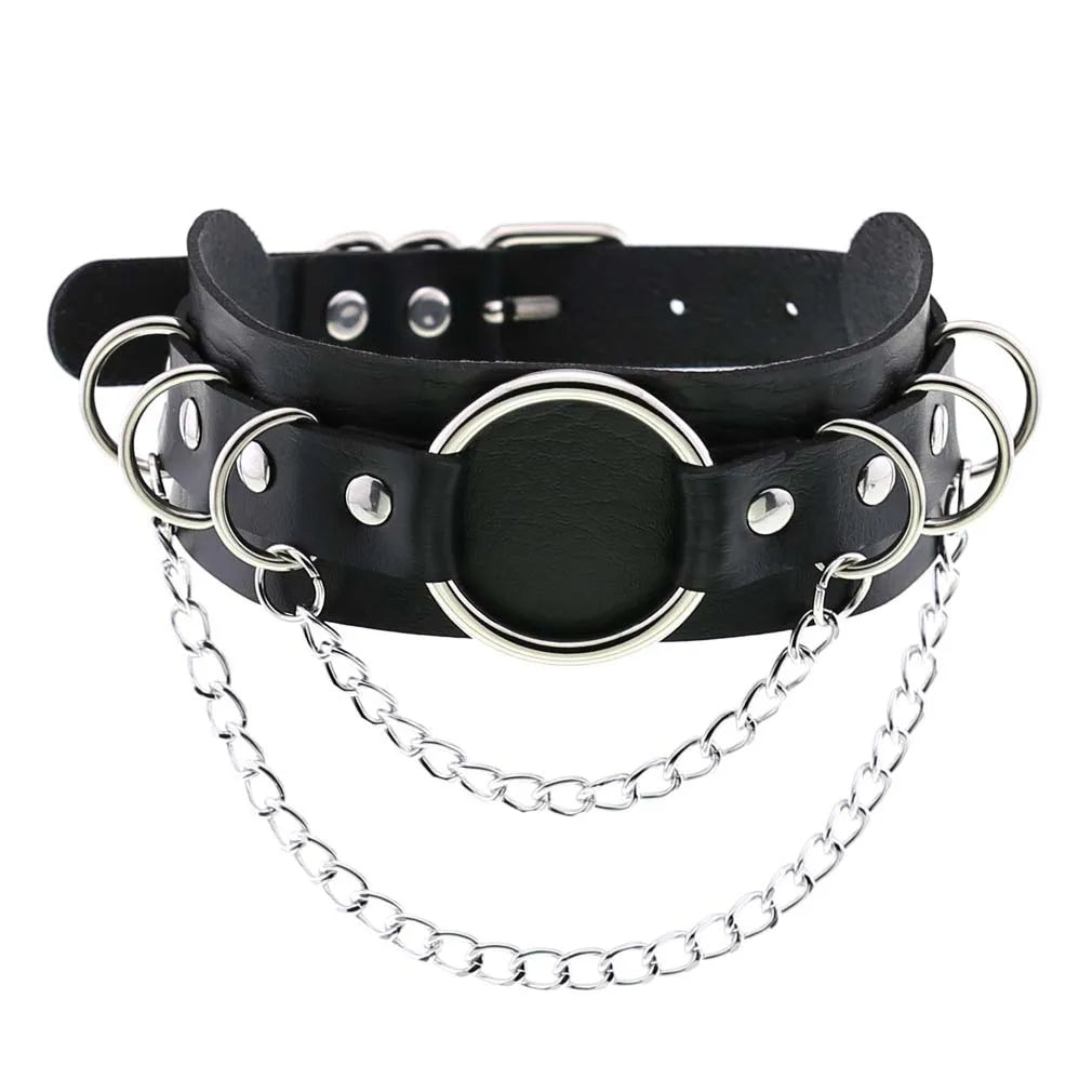 Gothic Leather Tassel Choker