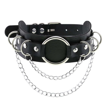 Gothic Leather Tassel Choker