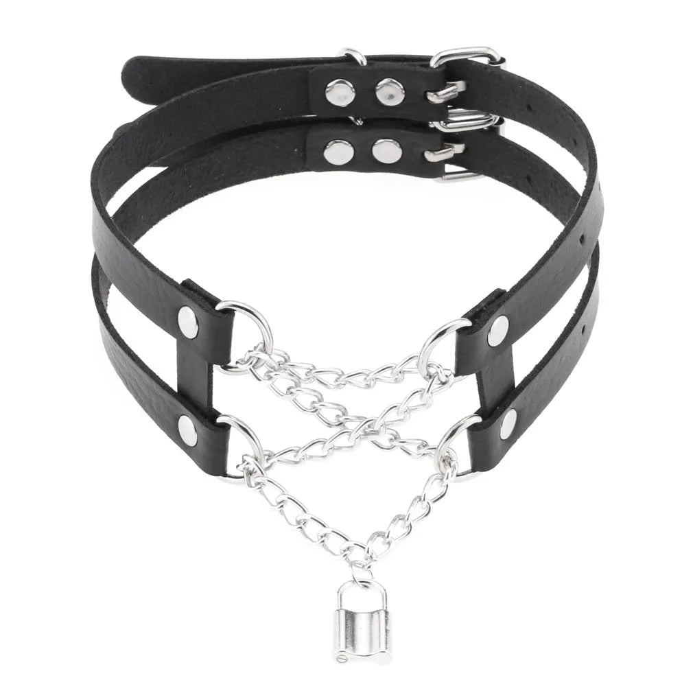 Gothic Leather Tassel Choker