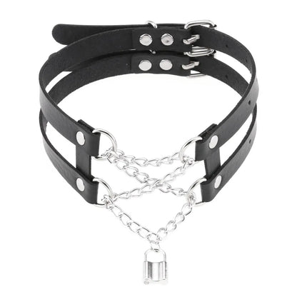 Gothic Leather Tassel Choker