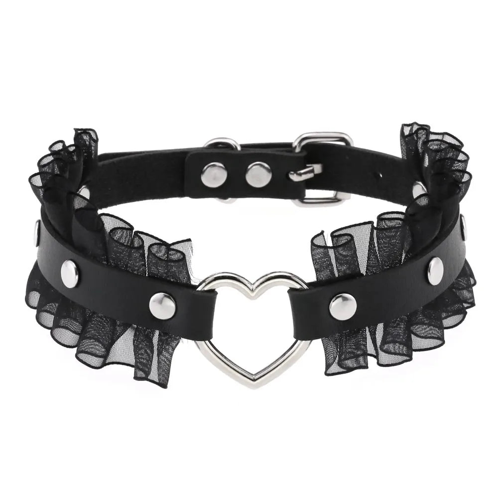 Gothic Leather Tassel Choker