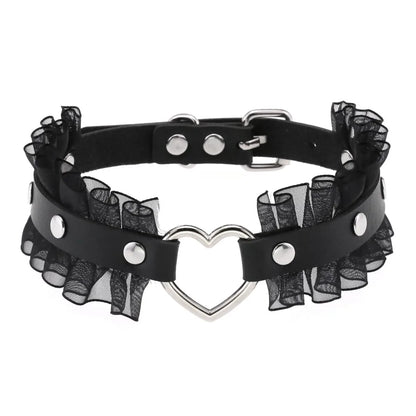 Gothic Leather Tassel Choker