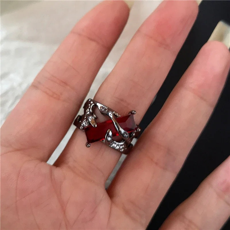 Goth Crystal Ring Set