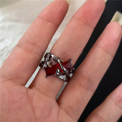 Goth Crystal Ring Set