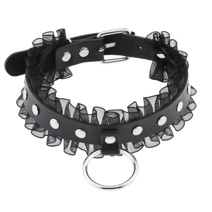 Gothic Leather Tassel Choker