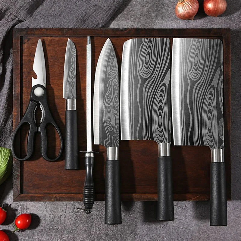Laser Damascus Kitchen Knives