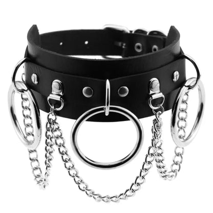 Gothic Leather Tassel Choker