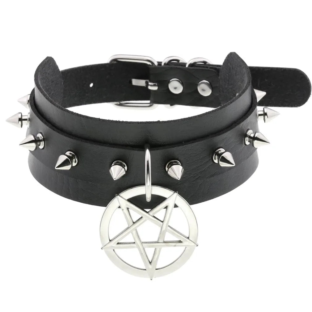 Gothic Leather Tassel Choker