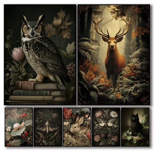 Gothic Woodland Creatures Poster