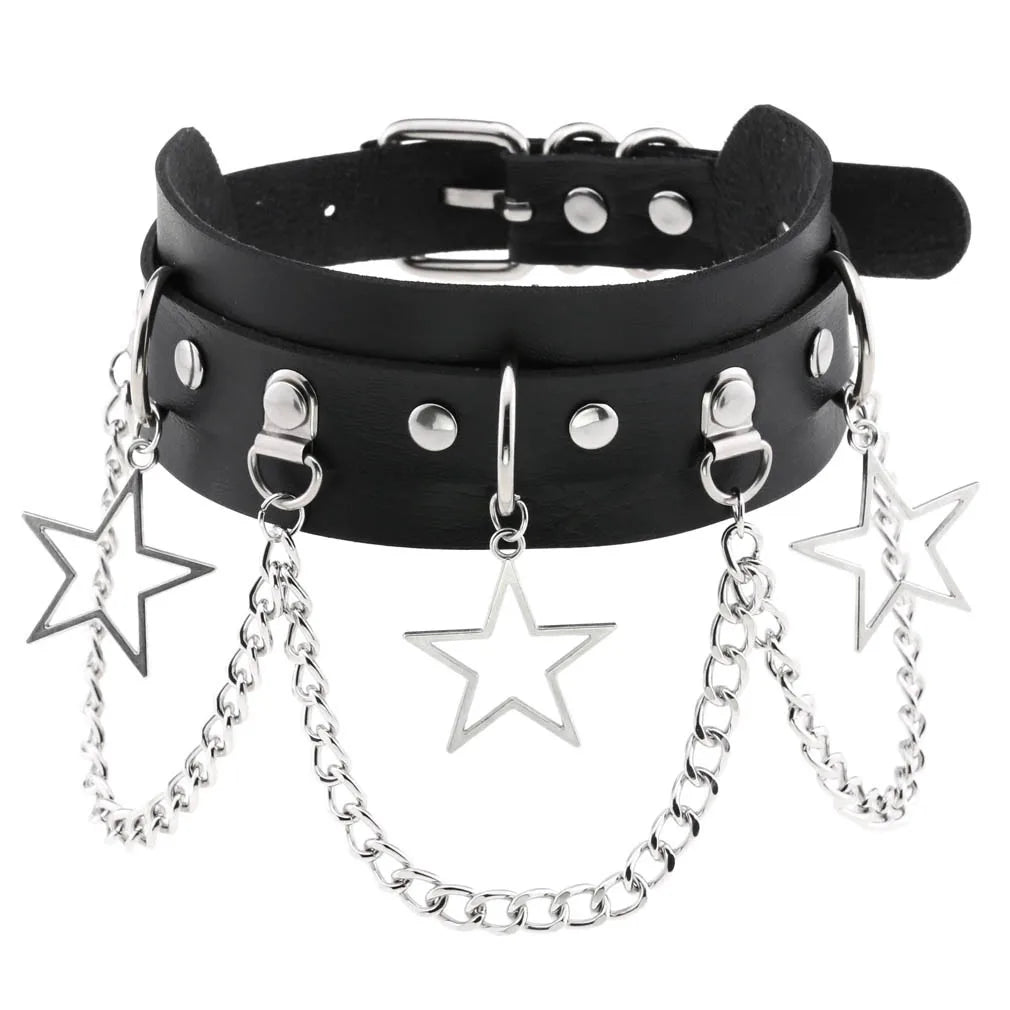 Gothic Leather Tassel Choker