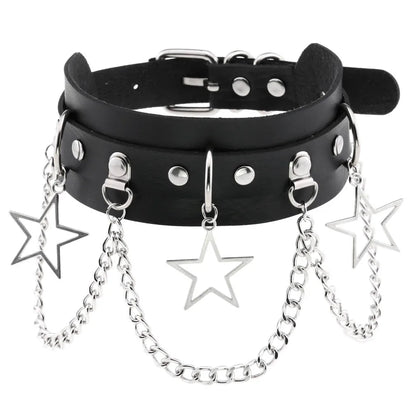 Gothic Leather Tassel Choker