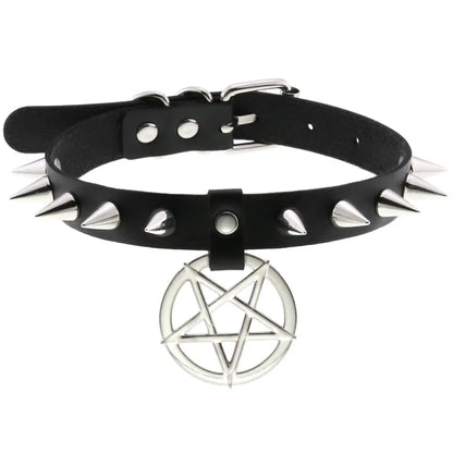 Gothic Leather Tassel Choker