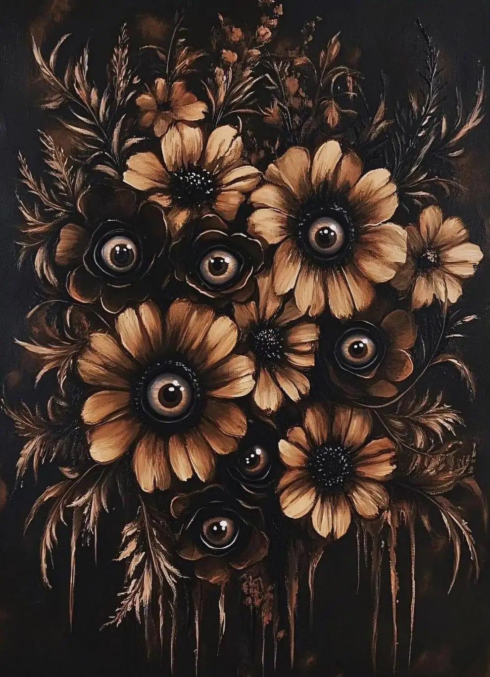 Surreal Skull Botanical Poster
