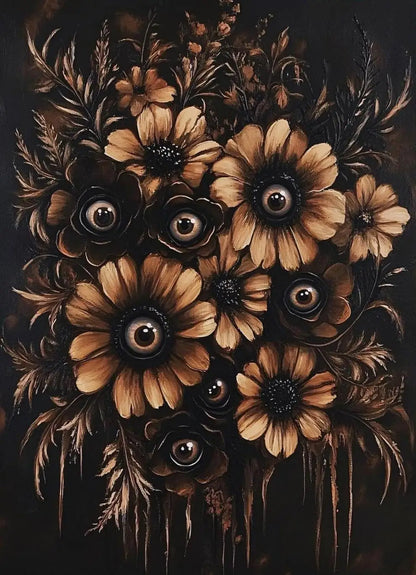 Surreal Skull Botanical Poster