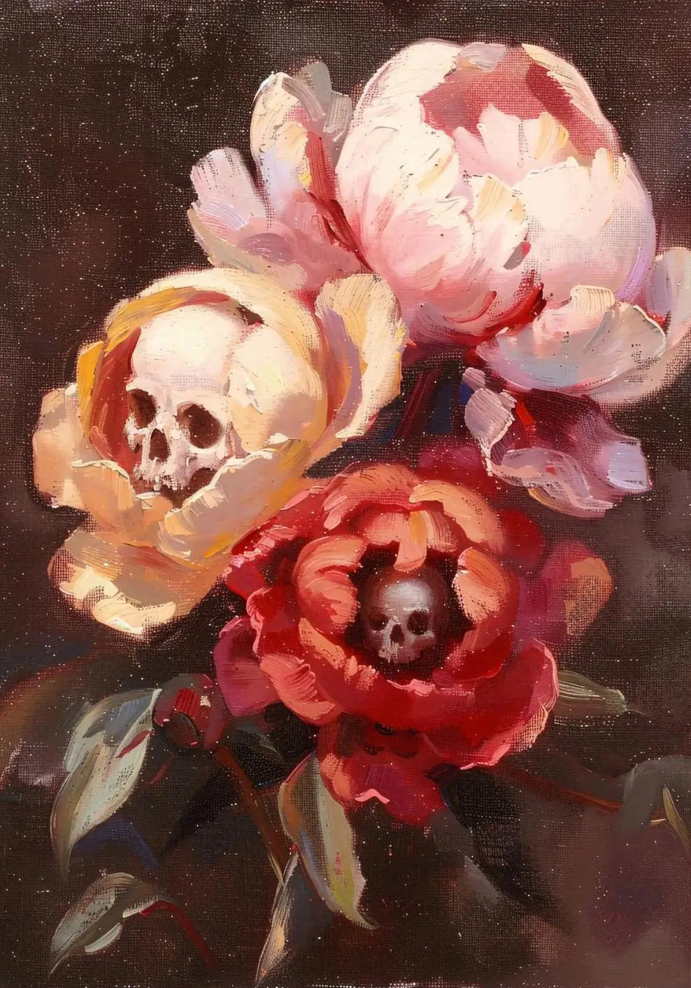 Surreal Skull Botanical Poster