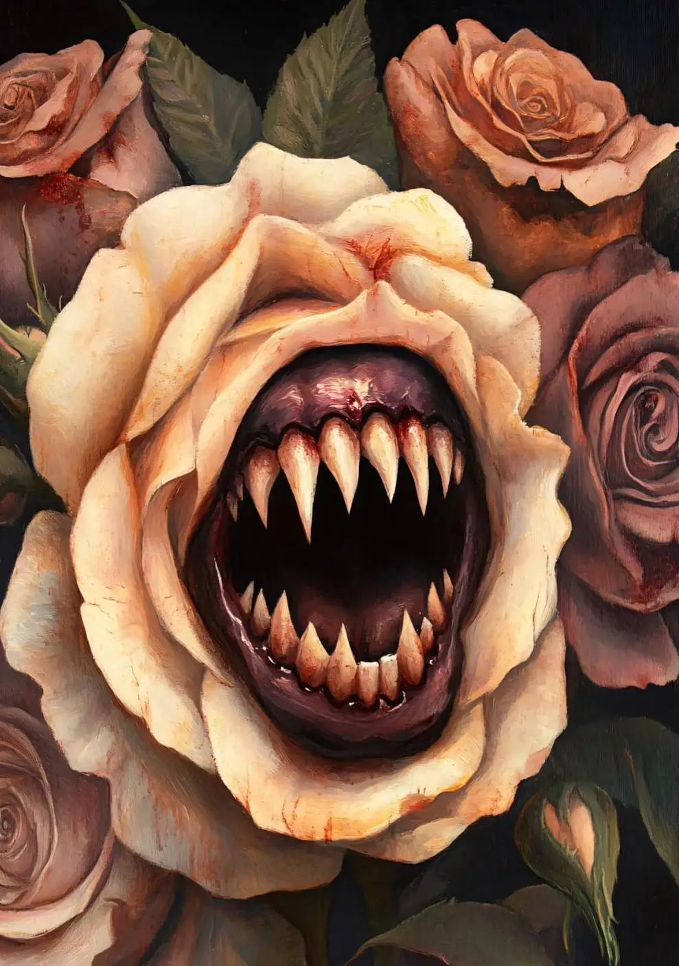 Surreal Skull Botanical Poster