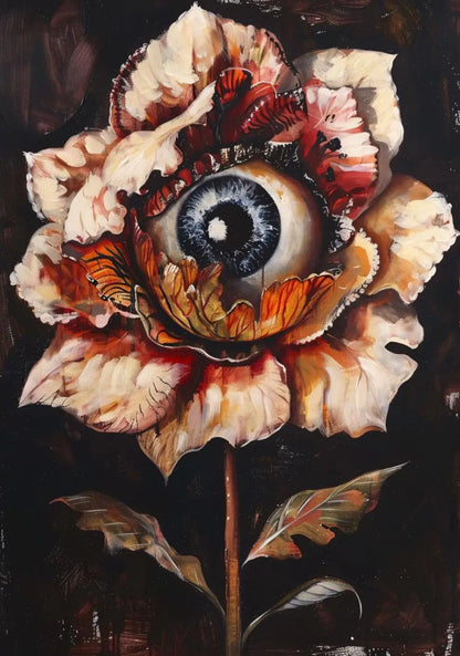 Surreal Skull Botanical Poster