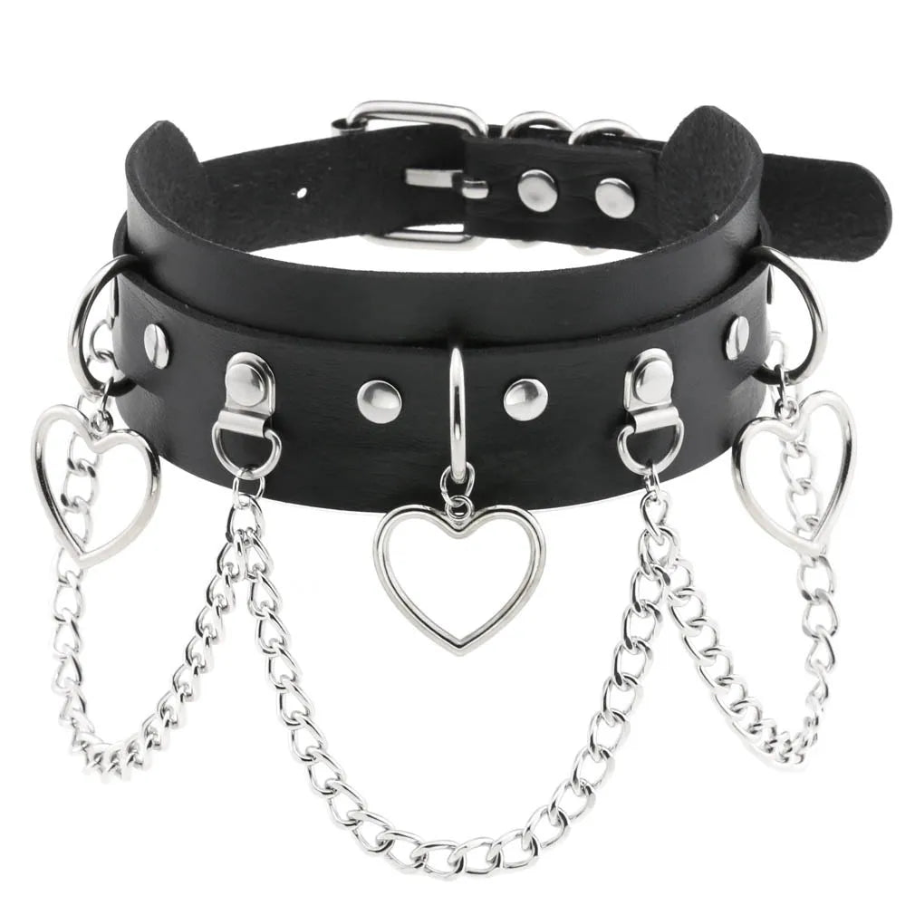 Gothic Leather Tassel Choker