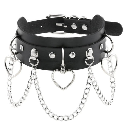 Gothic Leather Tassel Choker