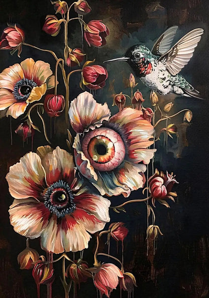 Surreal Skull Botanical Poster