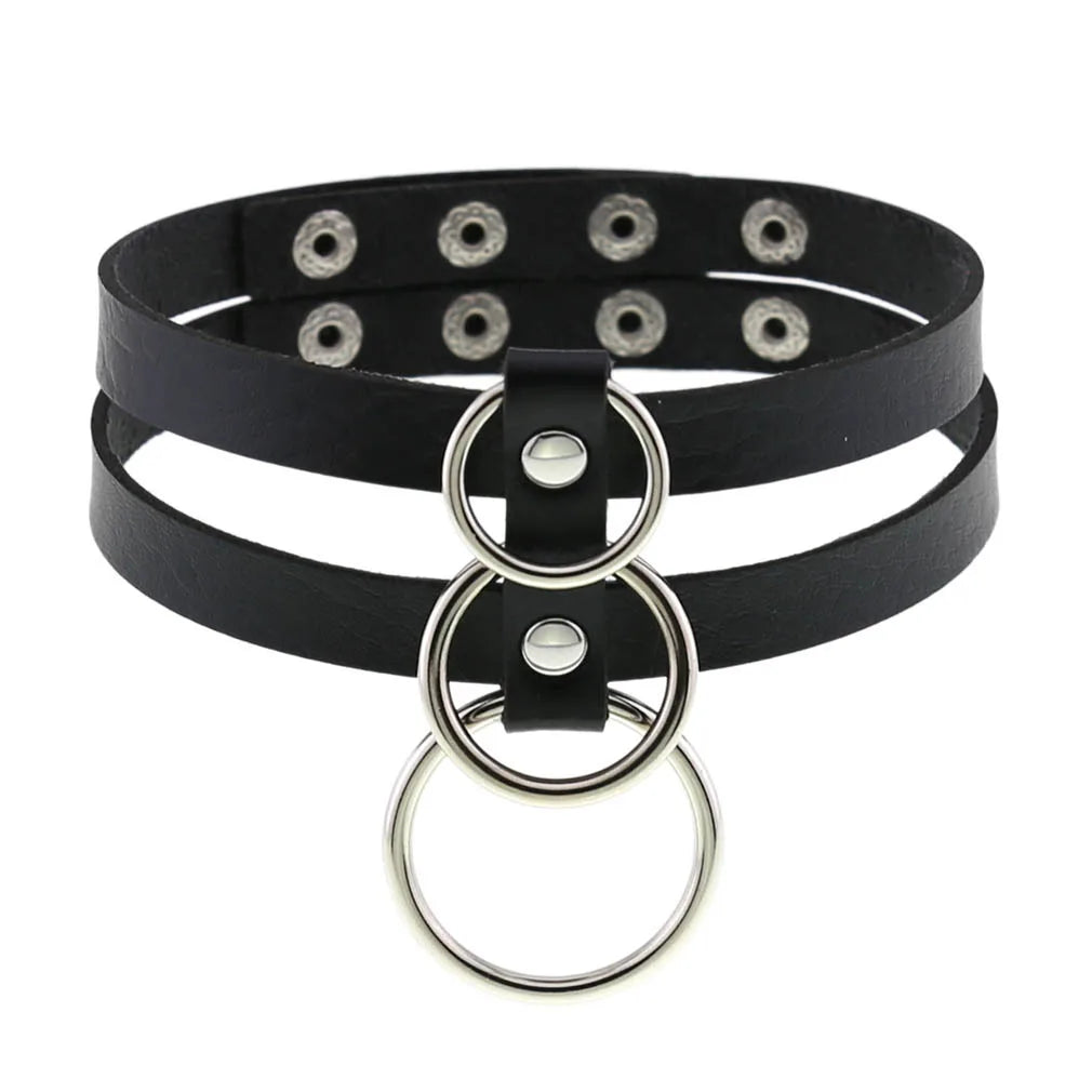 Gothic Leather Tassel Choker