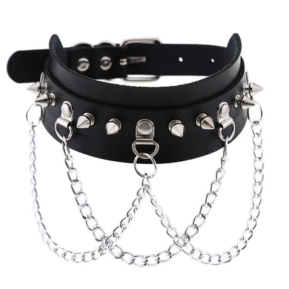 Gothic Leather Tassel Choker
