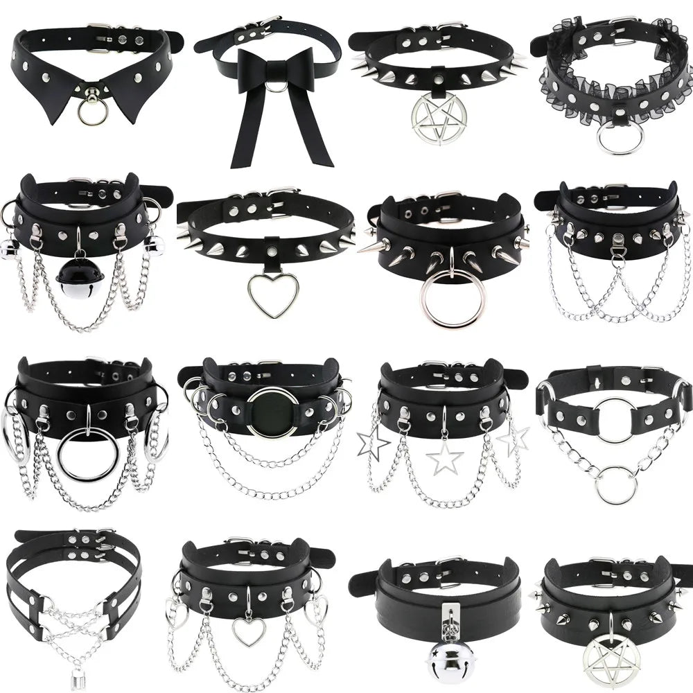 Gothic Leather Tassel Choker