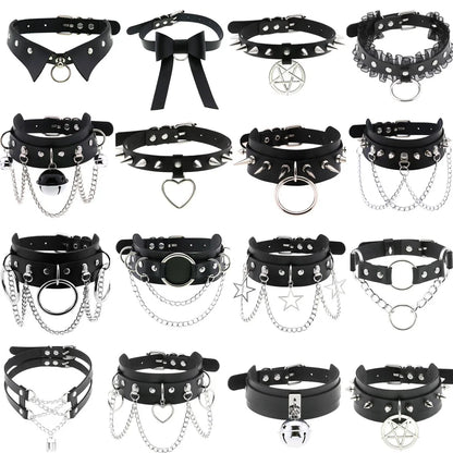 Gothic Leather Tassel Choker