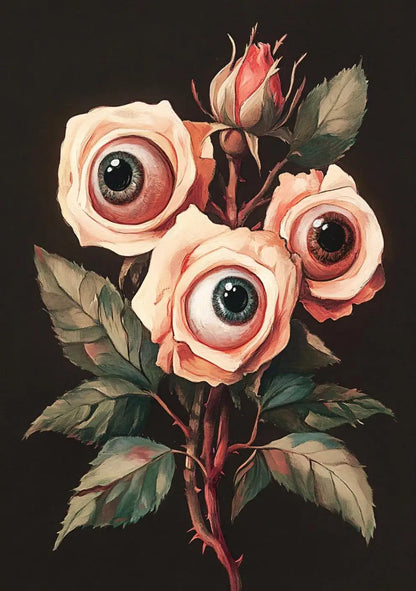 Surreal Skull Botanical Poster