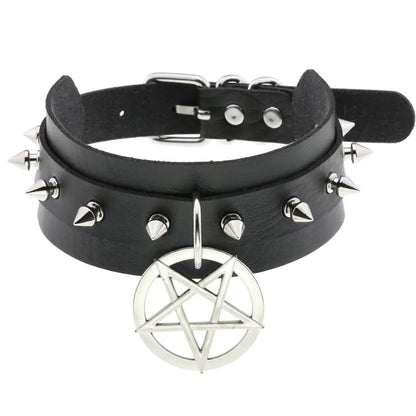 Gothic Leather Tassel Choker