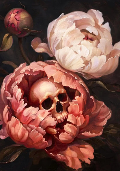 Surreal Skull Botanical Poster
