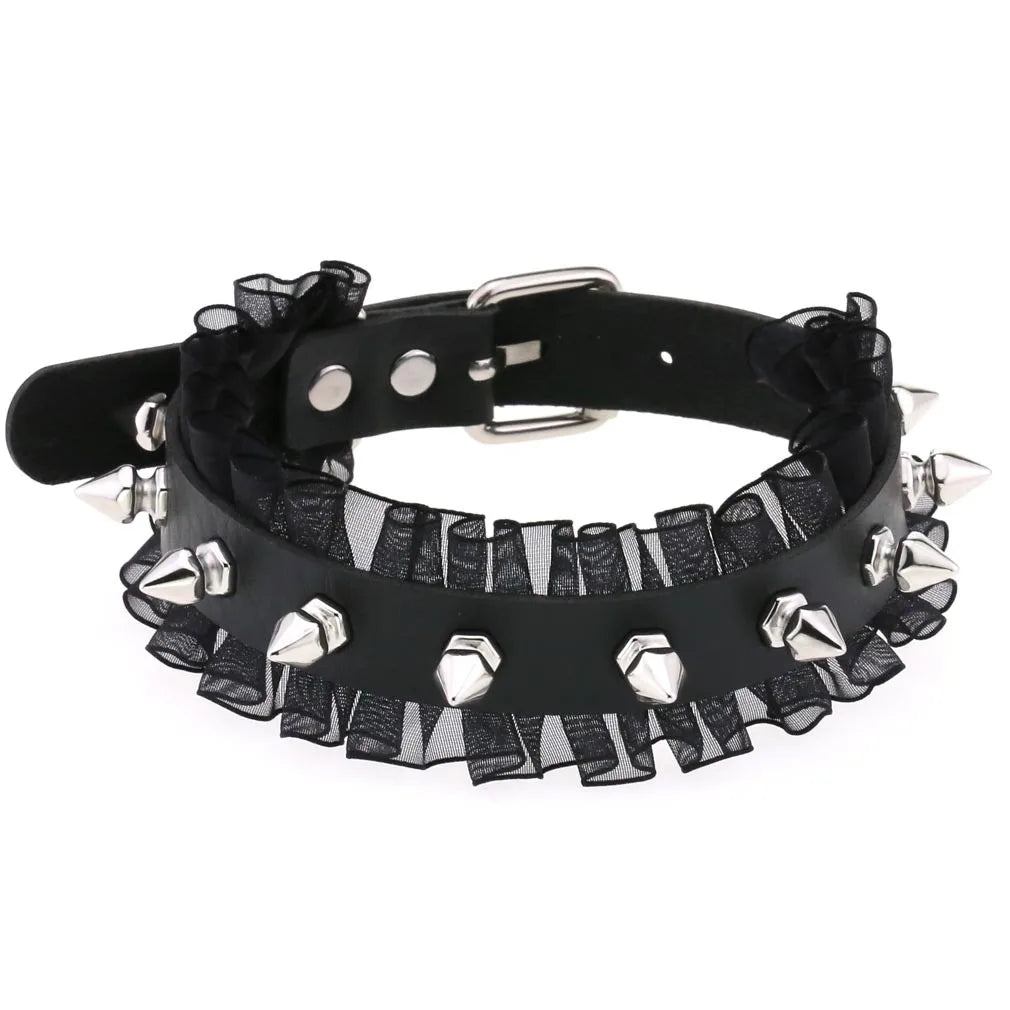 Gothic Leather Tassel Choker