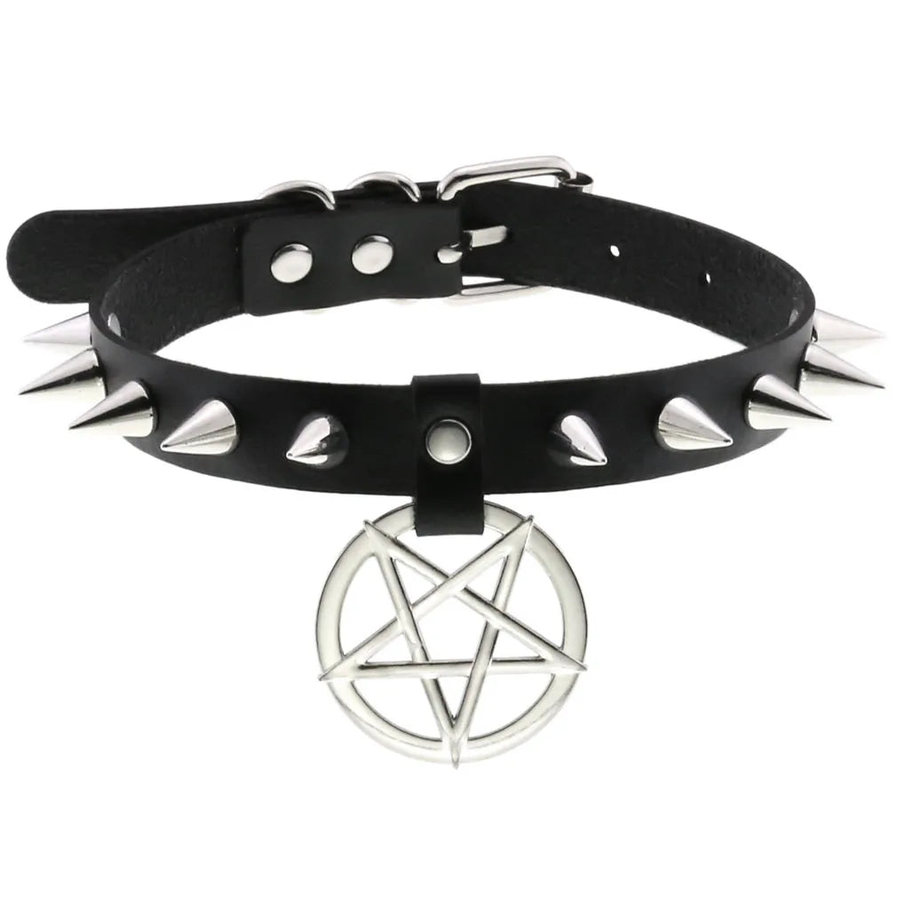 Gothic Leather Tassel Choker