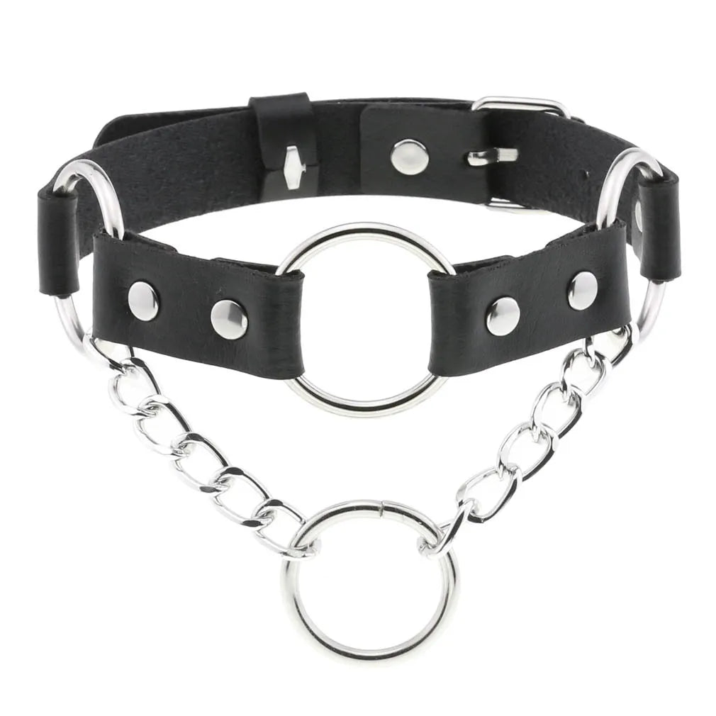 Gothic Leather Tassel Choker
