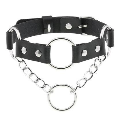 Gothic Leather Tassel Choker