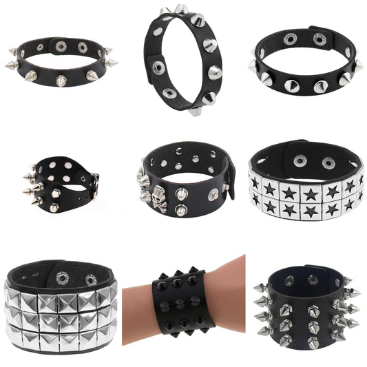 Gothic Spike Leather Bracelet