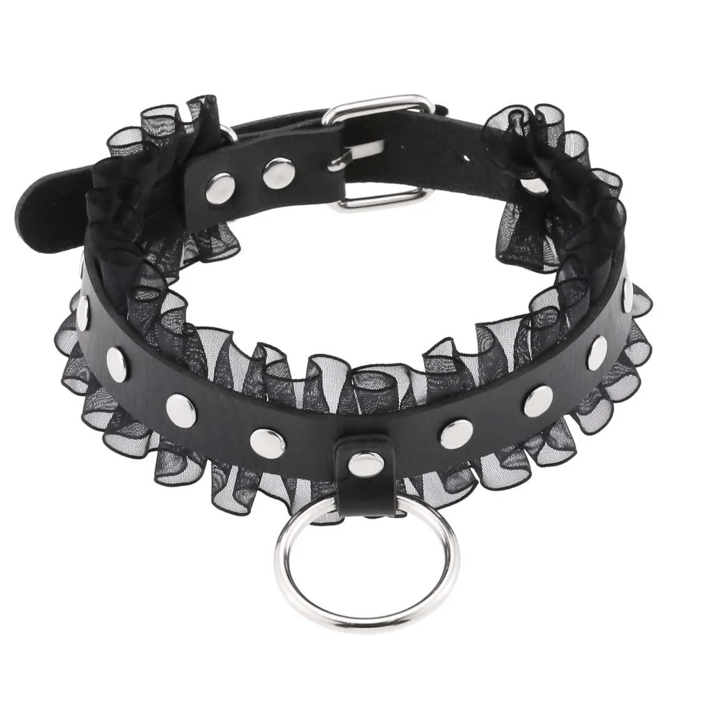 Gothic Leather Tassel Choker