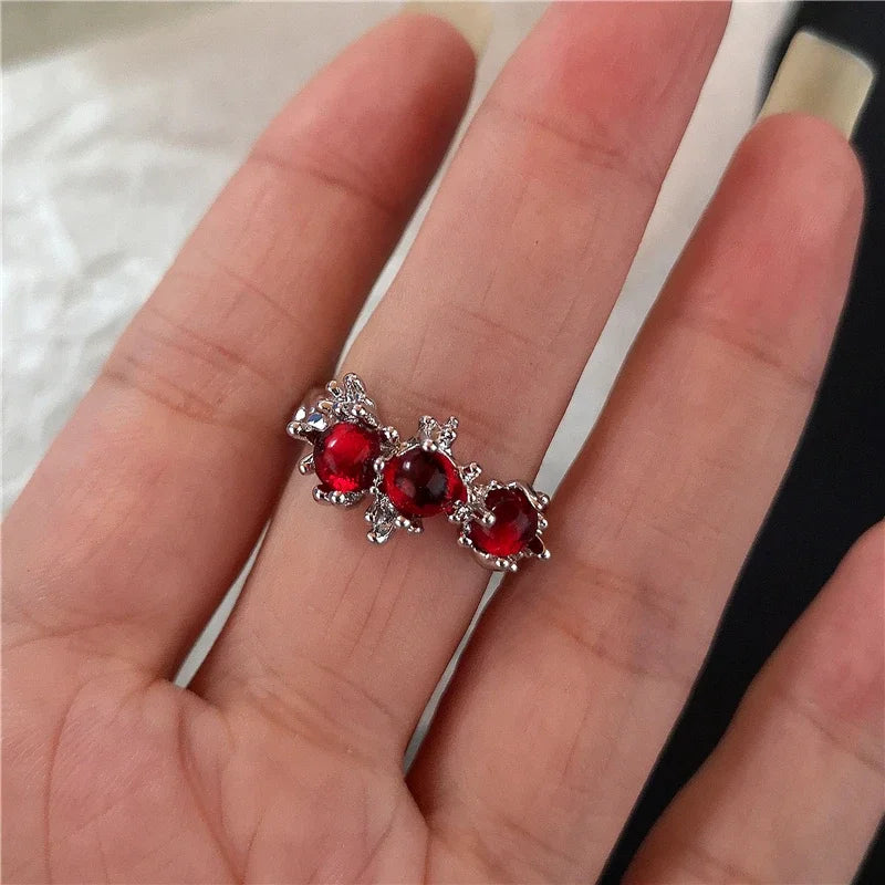 Goth Crystal Ring Set