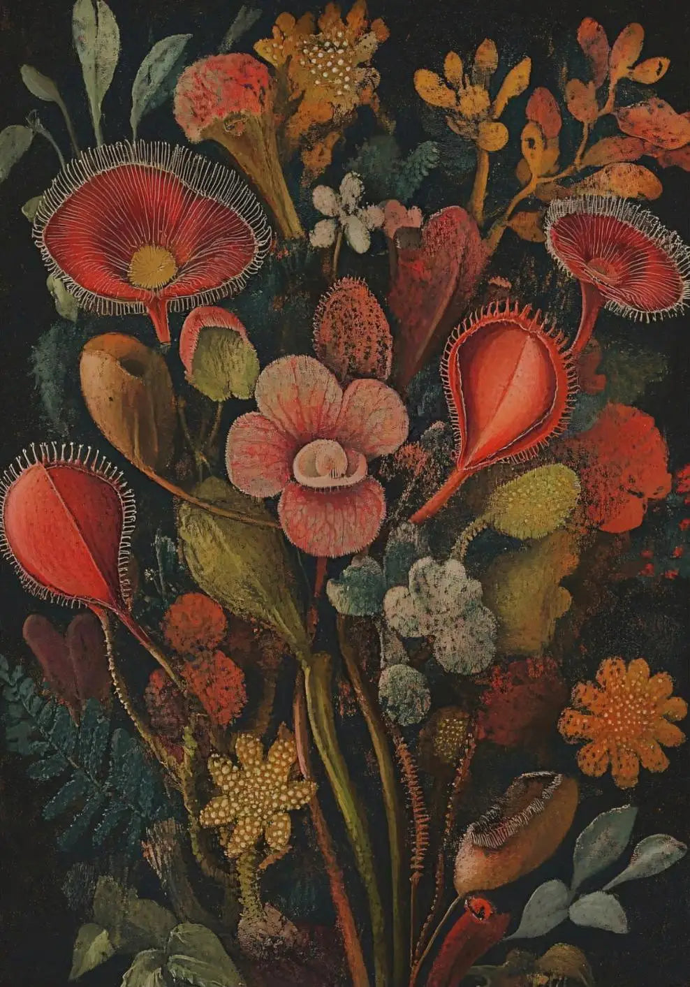 Surreal Skull Botanical Poster