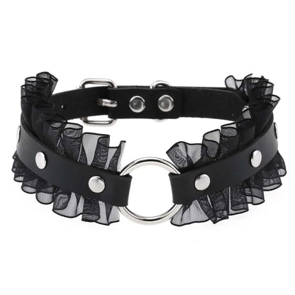 Gothic Leather Tassel Choker