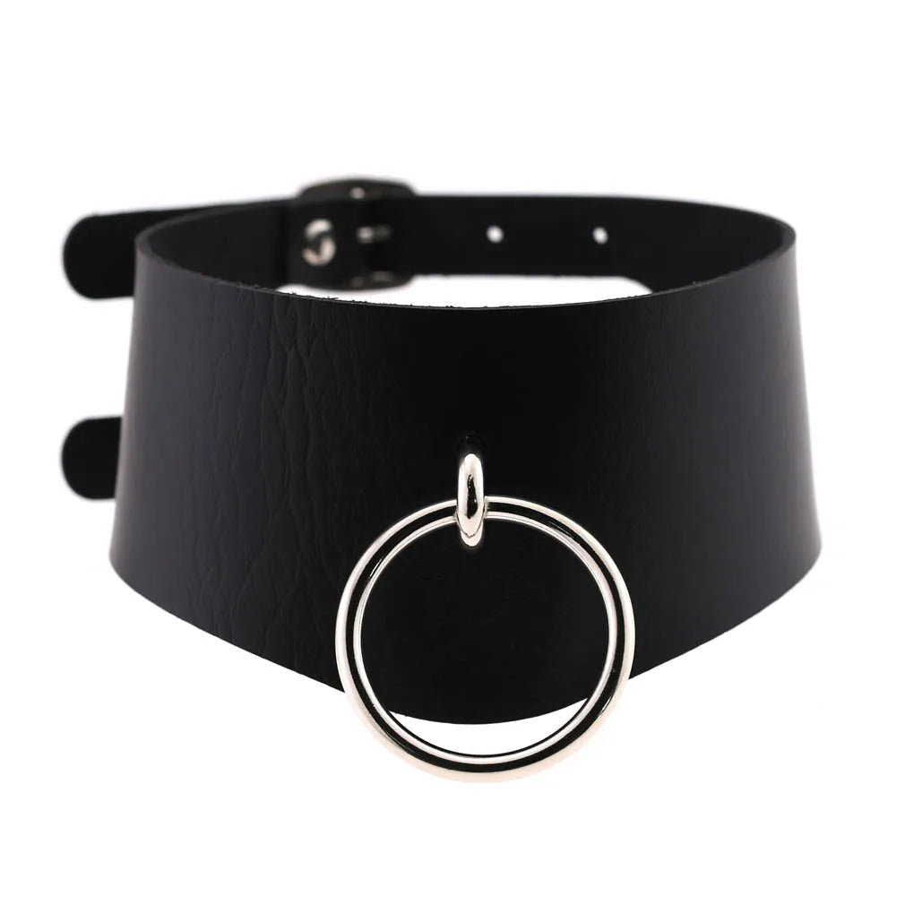 Gothic Leather Tassel Choker