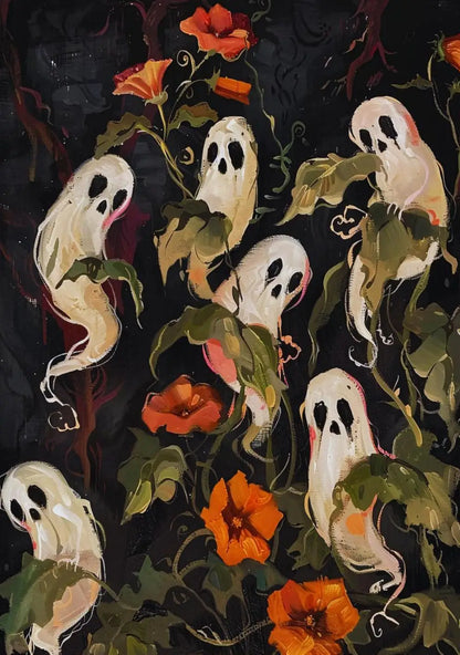 Surreal Skull Botanical Poster